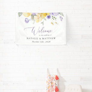 Purple Flowers, Yellow Flowers, Wedding Welcome Banner