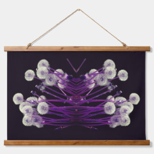 Purple Fluffy Dandelion Flowers Abstract Hanging Tapestry