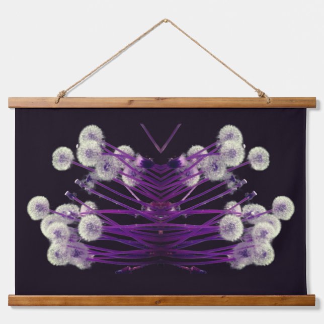 Purple Fluffy Dandelion Flowers Abstract  Hanging Tapestry (Front)