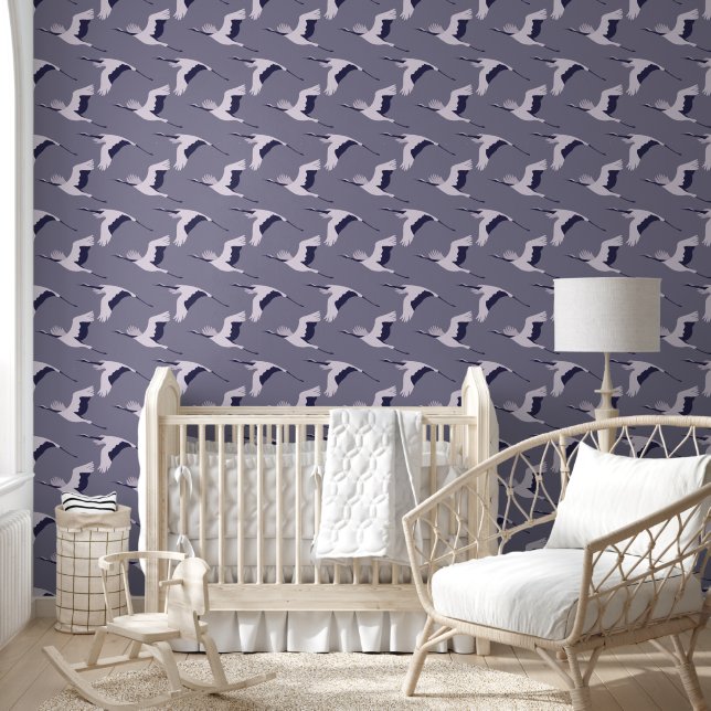Purple Flying Cranes Wallpaper (Kids)