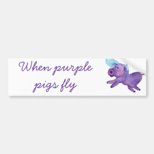 Purple Flying Pig Bumper Sticker