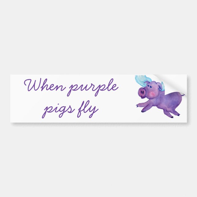 Purple Flying Pig Bumper Sticker (Front)