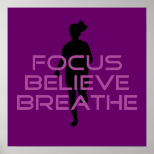 Purple Focus Believe Breathe Poster