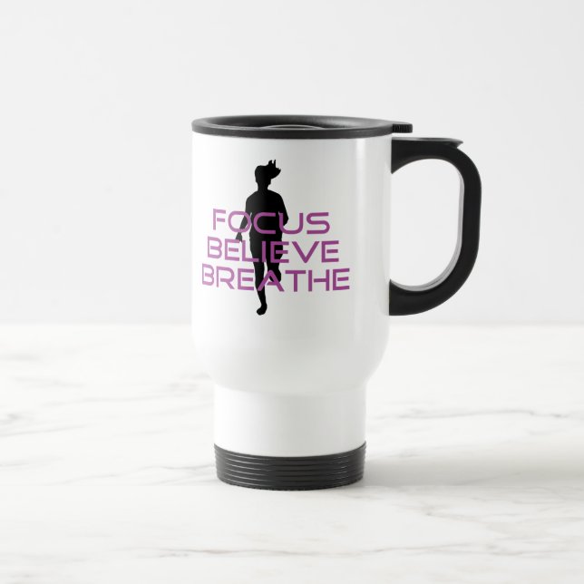 Purple Focus Believe Breathe Travel Mug (Right)