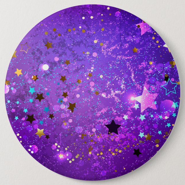 Purple foil background with Stars 6 Cm Round Badge (Front)
