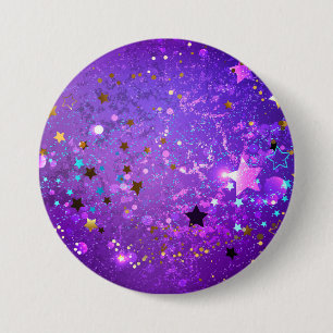 Purple foil background with Stars 7.5 Cm Round Badge