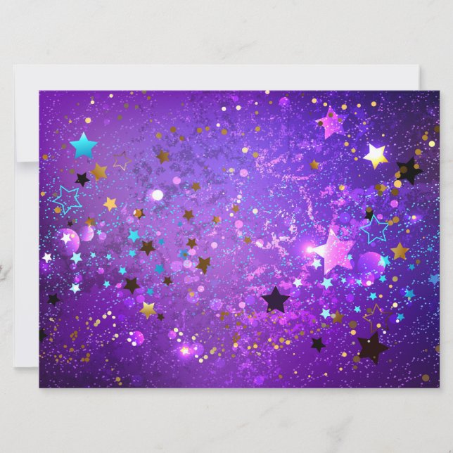 Purple foil background with Stars Announcement (Front)