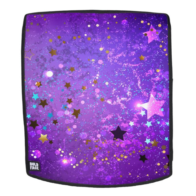 Purple foil background with Stars Backpack (Removable Face)