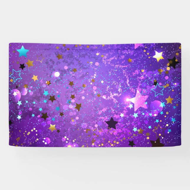 Purple foil background with Stars Banner (Horizontal)