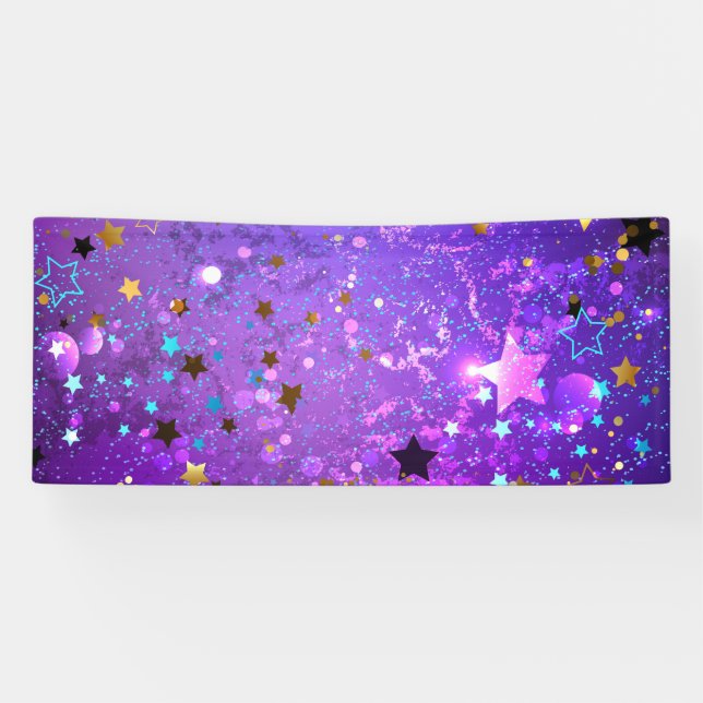 Purple foil background with Stars Banner (Horizontal)