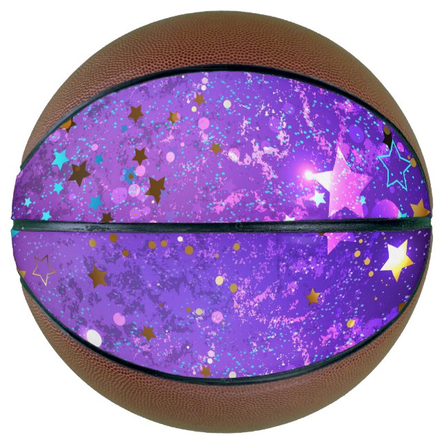 Purple foil background with Stars Basketball (Front)