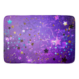 Purple foil background with Stars Bath Mat