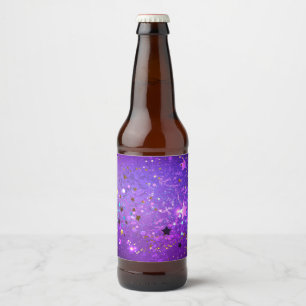 Purple foil background with Stars Beer Bottle Label