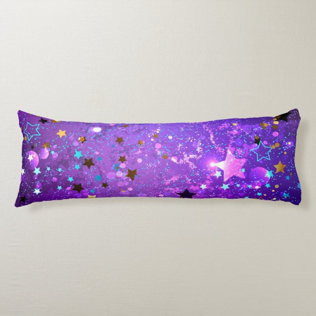 Purple foil background with Stars Body Cushion (Front)