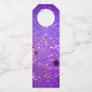 Purple foil background with Stars Bottle Tag