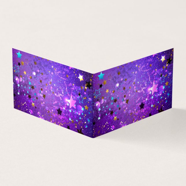 Purple foil background with Stars Business Card (Outside)
