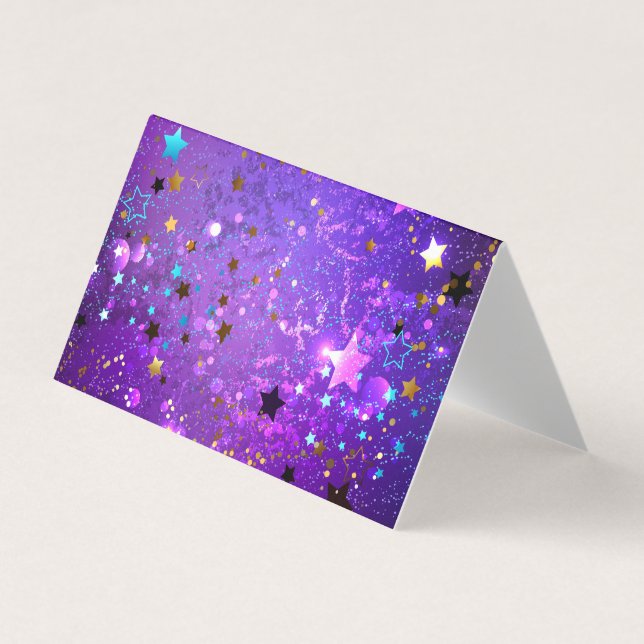 Purple foil background with Stars Business Card (Front)