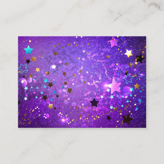 Purple foil background with Stars Business Card (Front)