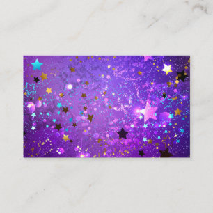 Purple foil background with Stars Business Card