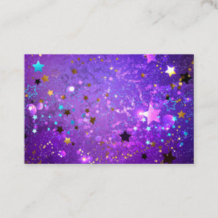 Purple foil background with Stars Business Card