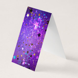Purple foil background with Stars Business Card