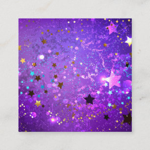 Purple foil background with Stars Calling Card