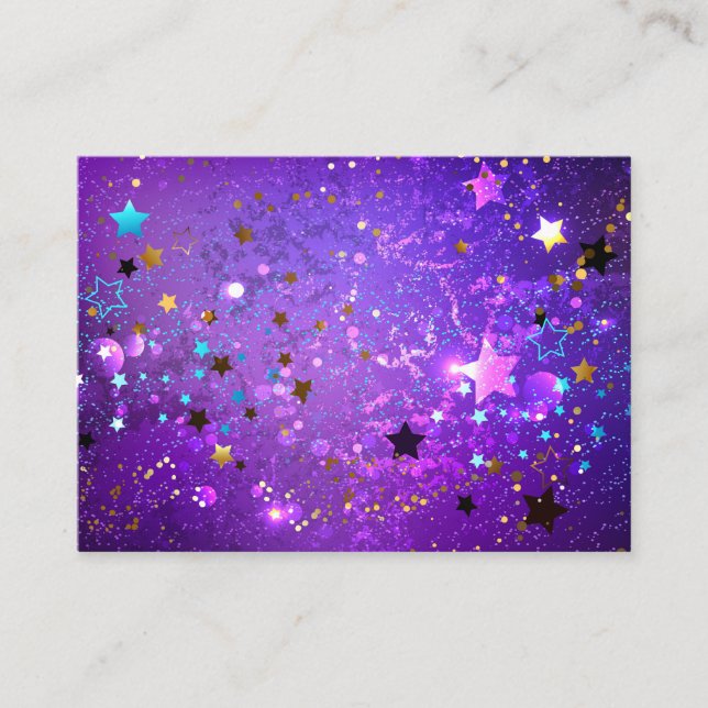 Purple foil background with Stars Calling Card (Front)