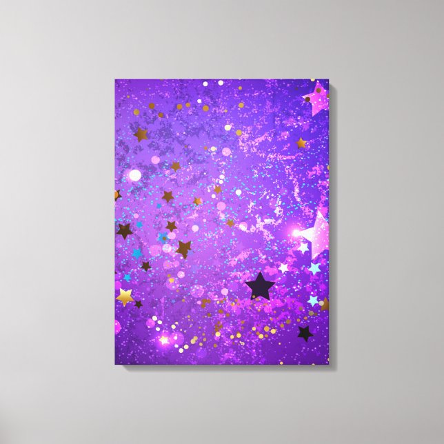 Purple foil background with Stars Canvas Print (Front)