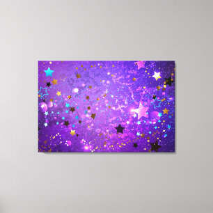 Purple foil background with Stars Canvas Print