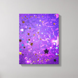 Purple foil background with Stars Canvas Print