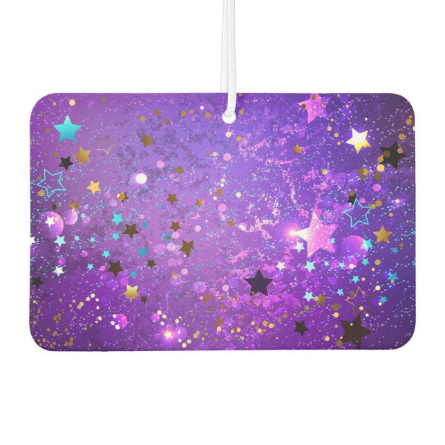 Purple foil background with Stars Car Air Freshener (Front)
