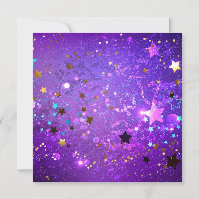 Purple foil background with Stars Card (Front)