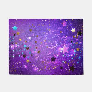 Purple foil background with Stars Doormat