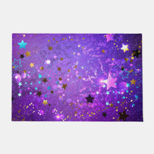 Purple foil background with Stars Doormat