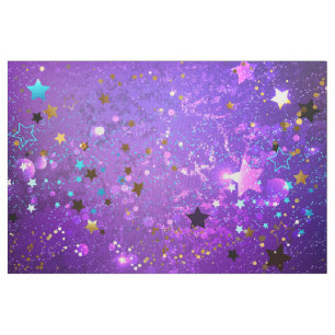 Purple foil background with Stars Fabric