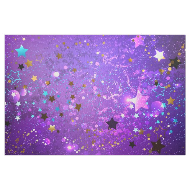 Purple foil background with Stars Fabric (Yard)
