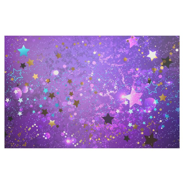 Purple foil background with Stars Fabric (Yard)