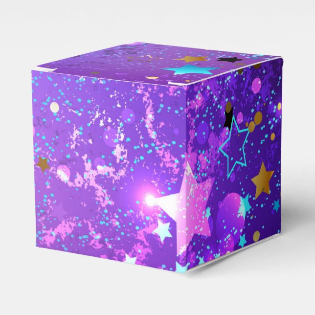 Purple foil background with Stars Favour Box (Front Side)