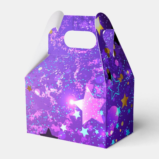 Purple foil background with Stars Favour Box (Front Side)