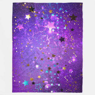 Purple foil background with Stars Fleece Blanket