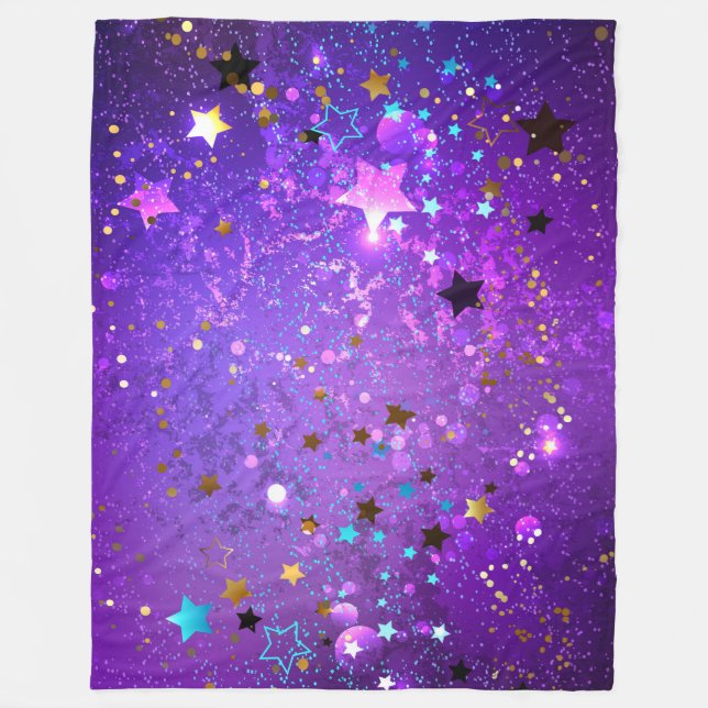 Purple foil background with Stars Fleece Blanket (Front)