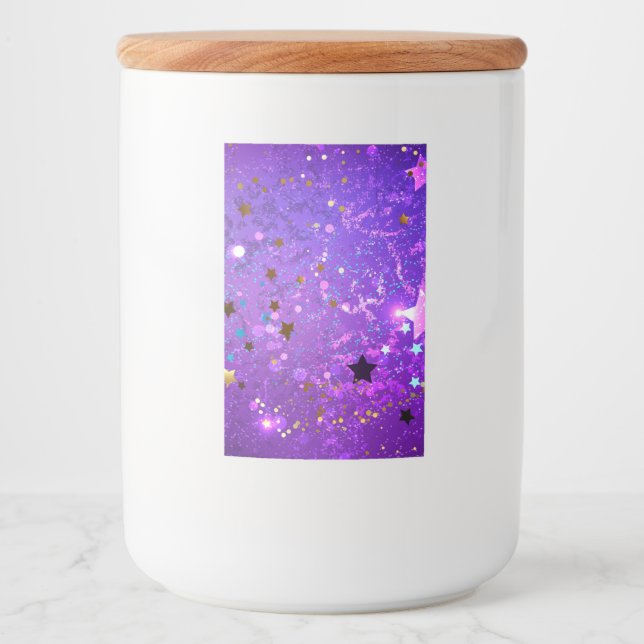 Purple foil background with Stars Food Label (Front)