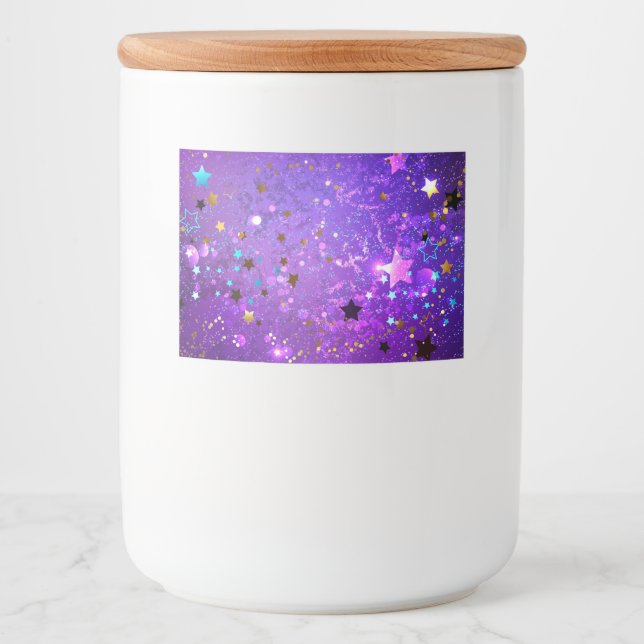Purple foil background with Stars Food Label (Front)