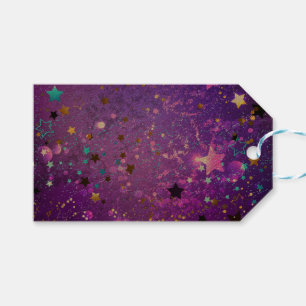 Purple foil background with Stars Gift Tags