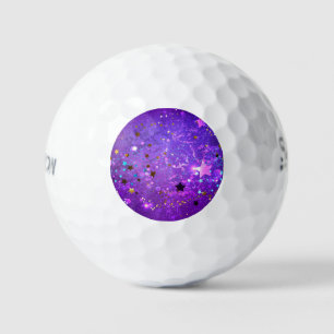 Purple foil background with Stars Golf Balls