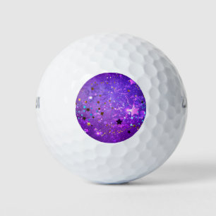 Purple foil background with Stars Golf Balls
