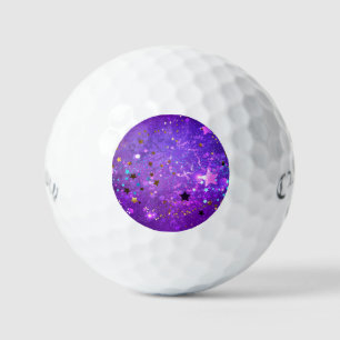 Purple foil background with Stars Golf Balls