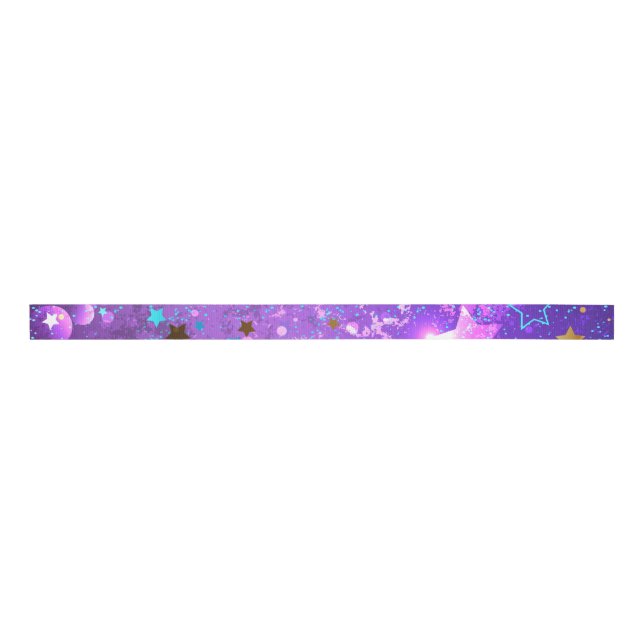 Purple foil background with Stars Grosgrain Ribbon (Front)