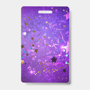 Purple foil background with Stars ID Badge