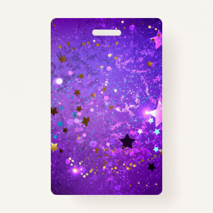 Purple foil background with Stars ID Badge
